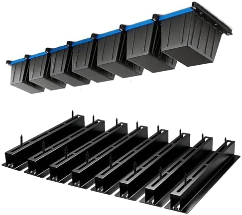 Garage Ceiling Storage Racks, Ceiling Mount Bin Holder, 8 Sets for 7 Bins by Unknown