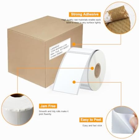 4200 Pcs Labelebal 3-Proof 1" Core 12 Rolls 2-1/4" x 4" Direct Thermal Label Multipurpose Shipping Address Mailing Barcodes Labels Compatible for Zebra 2844 & Rollo Desktop Label Printer - Image 4