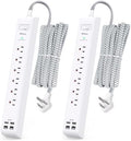 2 Pack Extension Cord 10FT Power Strips with Surge Protection by Mifaso