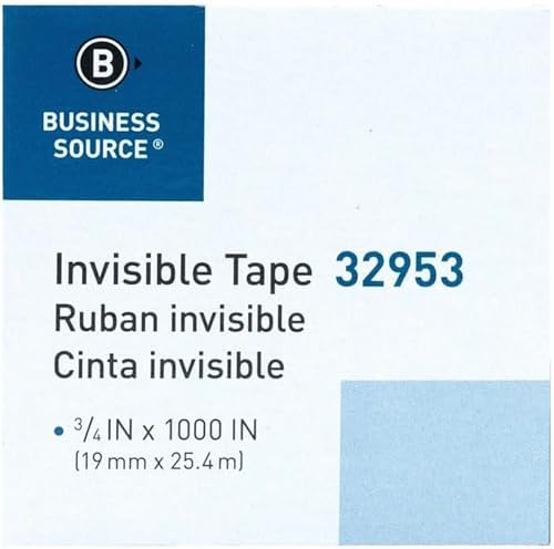 Business Source Premium Invisible Tape Refill Roll, 1" Core, 0.75" x 1000", 12 / Pack, 12 Packs/Carton (144 Total Rolls) - Image 3