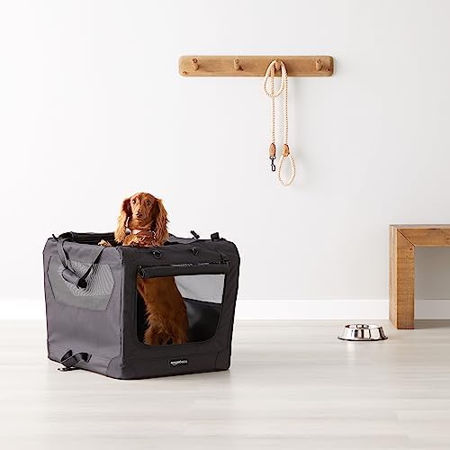 Amazon Basics Folding Portable Soft Pet Dog Crate Carrier Kennel, 26.2"L x 17.8"W x 18.1"H, Black - Image 5