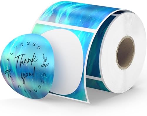 2" Holographic Thermal Sticker Labels, 500 Pcs Round Printable Thermal Waterproof Sticker Rainbow Glitter for Logo Design, Price/Name Tag, Barcode, DIY Custom, Ocean Dark Blue, 500 Labels/Roll by FLYQGGO