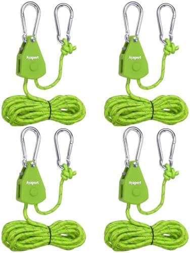 Ayaport Adjustable Rope Hanger, 1/8" Grow Light Hanger, 4 Pack by Ayaport