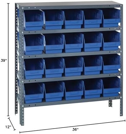 Quantum Storage Systems 1239-202BL Store More Steel Shelving Unit with 6" Shelf Bins, 12" D x 36" W x 39" H, Blue - Image 2