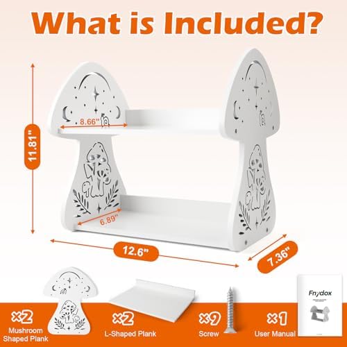 Cute Mushroom Desk Shelf Cottagecore Decor White Mushroom Accessories - Image 3