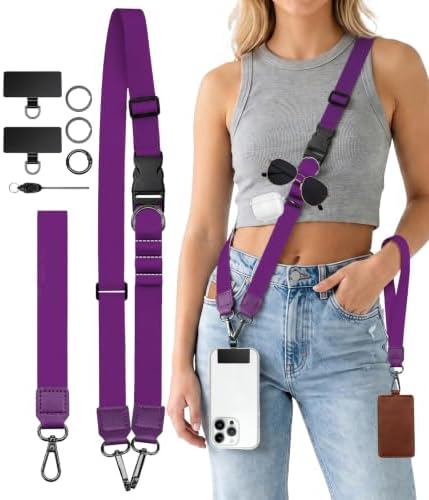 Phone Lanyard Crossbody Wrist Neck Strap Adjustable Women Purp by Sukyerios