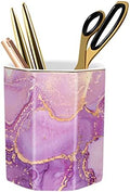 Large Capacity Colored Ceramic Marble Pencil Storage Marker Pen Holder Cute Stationery Holder For Office, Girl Women Adult, Purple Marble by WAVEYU