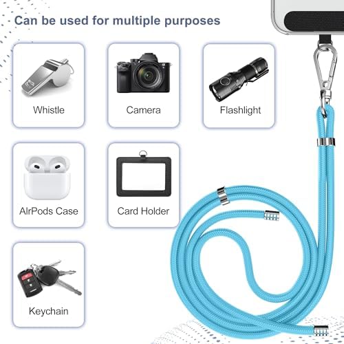 takyu Phone Lanyard, 2 Pack Adjustable Cell Phone Lanyard Crossbody Neck Strap and 2 Pack Phone Wrist Strap with Tether Tabs Compatible for iPhone Smartphones-Black Blue - Image 4
