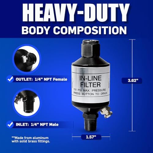 LE LEMATEC Moisture Trap & Water Separator for Paint Gun 1/4" NPT - Image 3