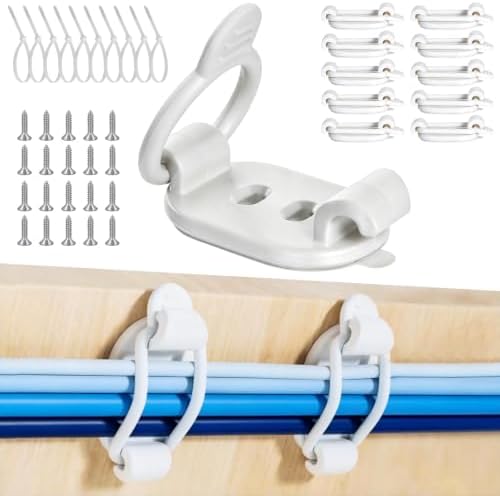 10 Pack Adhesive Cable Clips, Adjustable Cable Management Clips White by Duesu