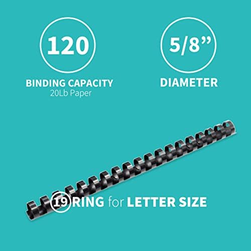 Binditek Plastic Binding Comb Spines, 5/8 Inch, 19 Ring, Black, 100 Pack - Image 4