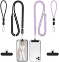 takyu Phone Lanyard, 2 Pack Adjustable Cell Phone Lanyard Crossbody Neck Strap & 2 Pack Phone Wrist Strap with Tether Tabs Compatible for iPhone Android Smartphones-Black Purple by Takyu