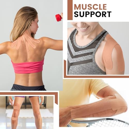 5 Rolls Skin Color Kinesiology Tape, 2 inch x 16.4 Feet Kinetic Tape - Image 6