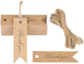 G2PLUS Mini Thank You Tags, 100PCS Small Gift Tags with String, Paper Hang Tag, Kraft Paper Gift Tag with Jute Twine for Arts and Crafts, Wedding, Christmas, Thanksgiving (Brown) by G2PLUS