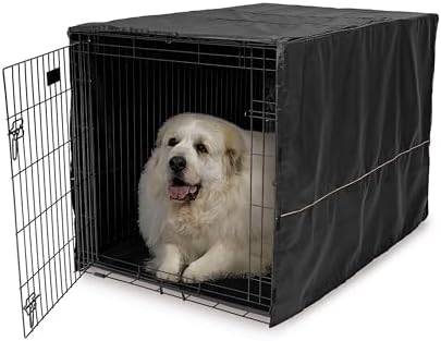 MidWest Homes for Pets XL Dog Crate Cover, Black Polyester Privacy Kennel Cover Fits Most 48-inch Crates, Machine Washable, Reduces Barking & Chewing by MidWestHomesForPets