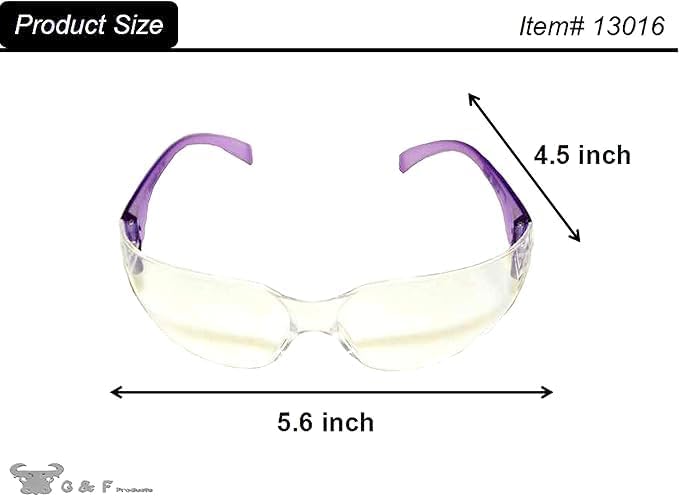 G & F Products EyePRO Safety Glasses, Impact Resistant, UV400 Protection, Clear Polycarbonate Lenses, Scratch & Anti-Fog, ANSI Z87.1 Certified, Adjustable Temples, Unisex, 6/12 Pack - Image 2