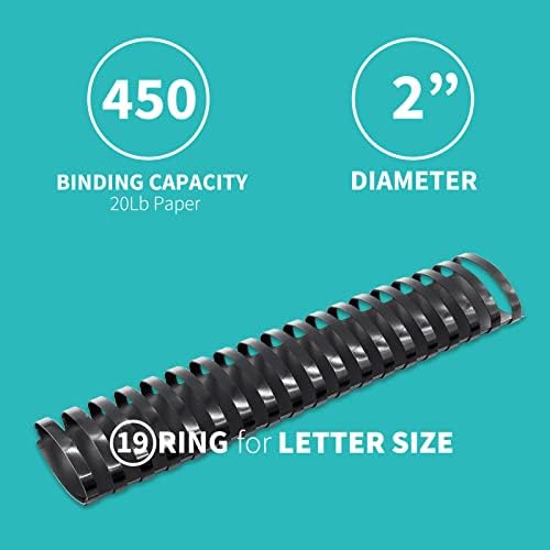 Binditek Plastic Binding Comb Spines, 2 Inch, 19 Ring, Black, 10 Pack - Image 4