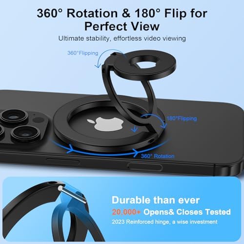 Magnetic Phone Ring Holder for MagSafe Gym Phone Grip Stand Finger Ring Kickstand Dual-Sided Magnetic Stand for iPhone 18 17 16 Pro Max 16 15 14 13 12 Pro Max,Samsung,Compatible for Wireless Car Mount - Image 3