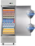 JINSONG 27" Commercial Refrigerator, 23 Cu.Ft Reach-in Stainless Steel Fridge by JINSONG
