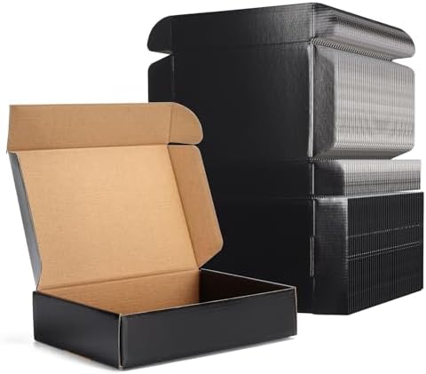 EXYGLO 40 Pack 9x6x2 Black Shipping Boxes for Packaging Small Business by EXYGLO