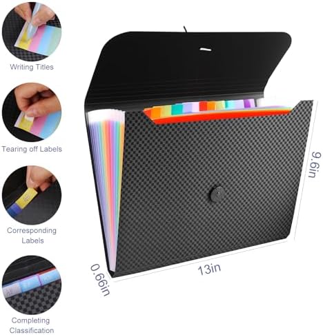 13 Pocket Expanding File Organizer, Accordion Document Folder - Image 2