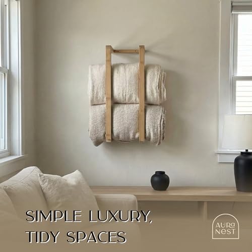 Bamboo Towel Racks - Vertical Wood Towel Rack Bamboo Bathroom Accessories, Storage, Wall Towel Rack for Rolled Towels for Bathroom Furniture, Spa Furniture and Decor (Natural, Medium) - Image 6