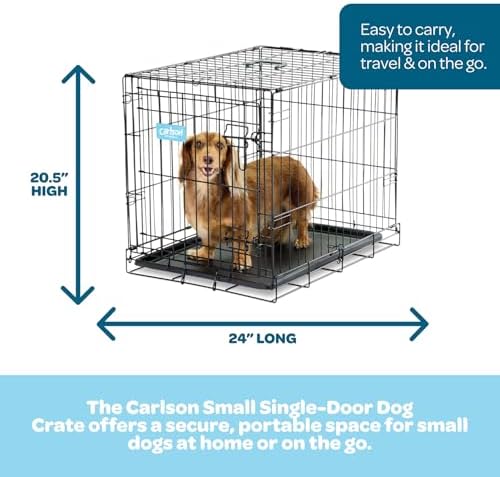 Carlson Pet Products SECURE AND FOLDABLE Single Door Metal Dog Crate, Small, 24.0"L x 18.0"W x 19.0"H - Image 2