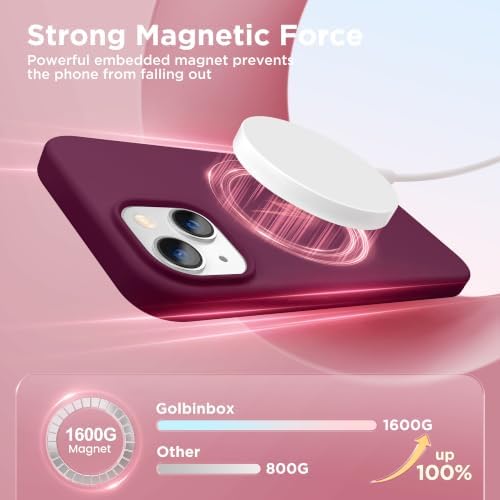 GolbinBox Magnetic for iPhone 13/14 Case, Silicone Cover, Deep Red - Image 3