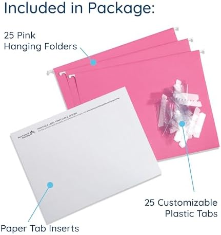 Blue Summit Supplies 25 Hanging File Folders, Letter Size, Pink - Image 2