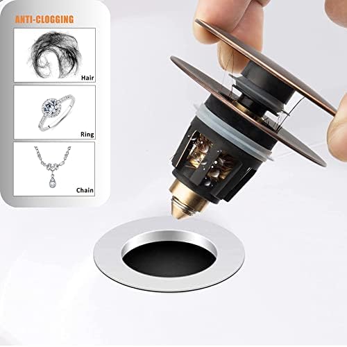 Artiwell Universal Bathroom Sink Drain Stopper, Fits Most Pop-Up Drains for Vessel Sink Lavatory Vanity, Sink Drain Strainer with Detachable Hair Catcher, Tested by Plumber in US (MATT Black) - Image 4