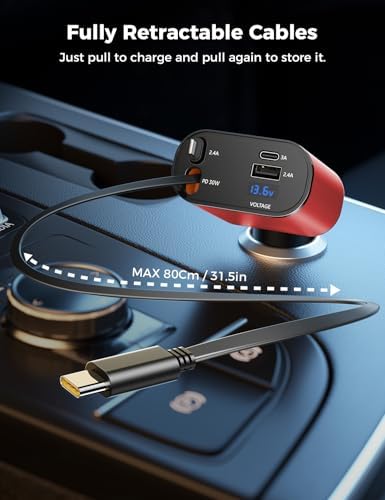 [Upgraded] SUPERONE Retractable Car Charger 4 in 1 Fast Car Phone Charger - Image 3