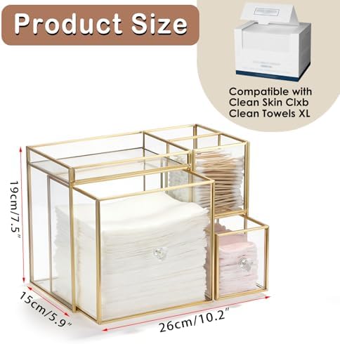 Sumnacon Glass Face Towel Holder with 2 Drawers&Tray for Bathroom,Clear - Image 4