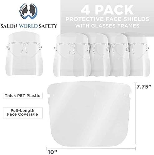 Salon World Safety Face Shields with Clear Glasses Frames (Pack of 4) - Image 2