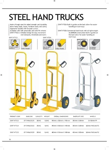Stanley Steel Hand Truck-250 kg, SXWTC-HT524, Yellow - Image 5