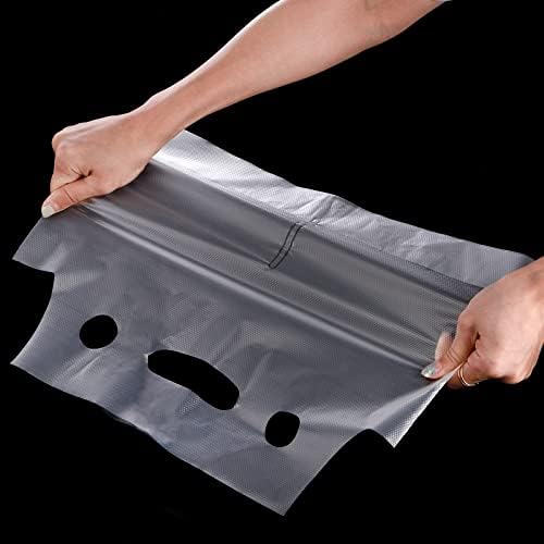 DEAYOU 200 PCS Handle Drinking Poly Bag, Clear Plastic Drink Packaging Bag for Delivery, 15" L x 11" H Hanging Hole Cup Carrier Container with Handle for Take Out, Beverage, Hold 2 Cup, 33 OZ of Each - Image 4