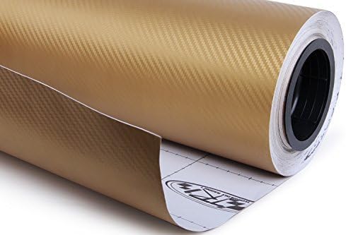 F & B LED LIGHTS Golden 3D Carbon Fiber Film Twill Weave Vinyl Sheet Roll Wrap - Image 2