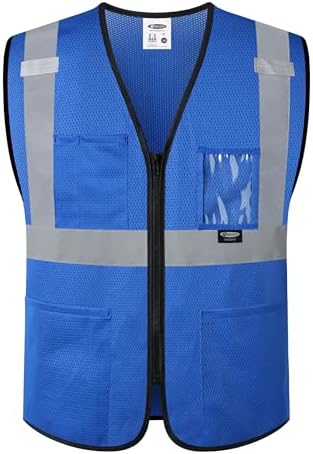 JKSafety Safety Vest for men women Hi Vis Vest with Pockets and Zipper High Visibility Construction Vests BX310 by JKSafety