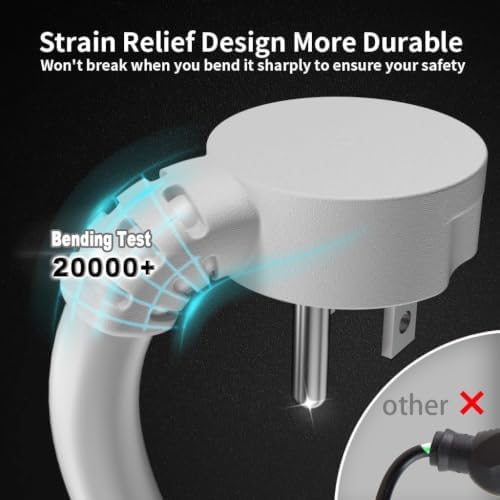 HUANCHAIN 14 Gauge 1 FT 3 Pack White Flat Plug Extension Cord, Indoor - Image 5