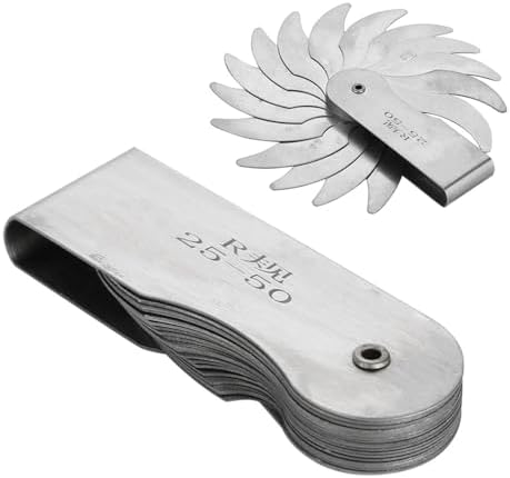 Steel Radius Gauge R25-50/R52-100MM - Radius Fillet Gauge External Internal Concave Convex Measuring Tool Radius Fillet Gauge 16 Blades(R25-50MM) - Image 4