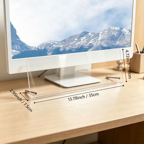 Acrylic Monitor Memo Board Holder 14"x5", Space-Saving Under Monitor Sticky Note Holder for Computer, Movable & Reusable Message Board, Workspace Organizers Home Office Desk Accessories Desktop Decor - Image 5