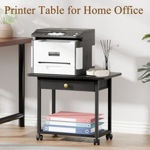 MARTY 22"x15.75" Large Printer Stand with Drawer,Rolling Cart Printer Table - Image 3