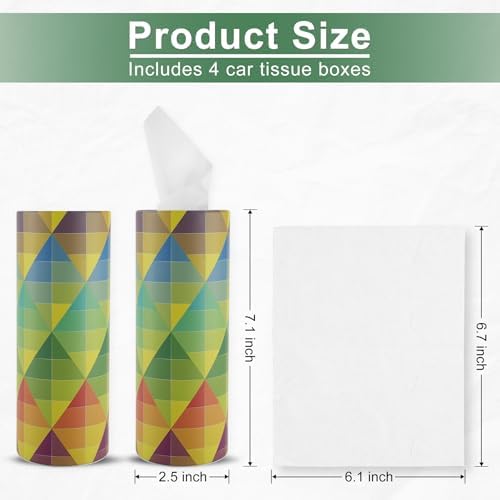 SINGARO Car Tissue Holder, 4 Pack Car Cup Holder Facial Tissues with Travel Tissue Bag, Quick and Convenient Flower Combination Car Tissue Box(4 Canisters/200 Tissues) Yellow - Green - Image 2