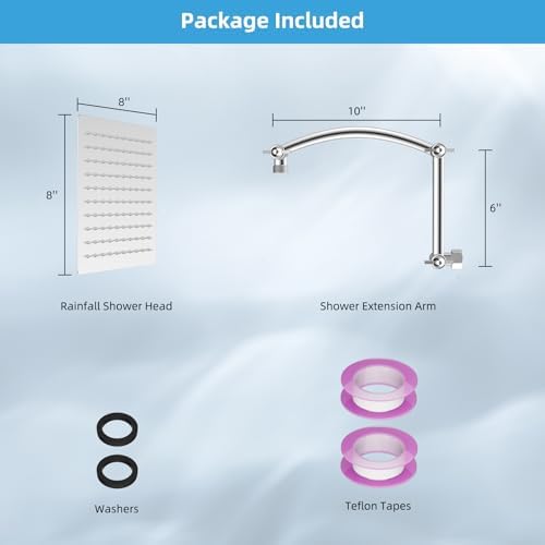 Hibbent All Metal 8'' Rain Shower Head with 16'' Extension Arm, Chrome - Image 6