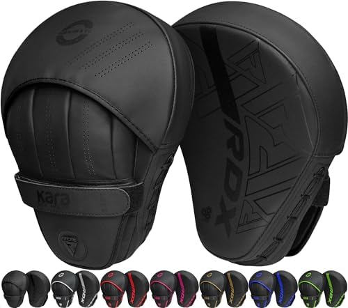 RDX Boxing Pads Curved Focus Mitts, Maya Hide Leather Kara Hook and jab Training Pads, Adjustable Strap Ventilated, MMA Muay Thai Kickboxing Coaching Martial Arts Punching Hand Target Strike Shield by RDX