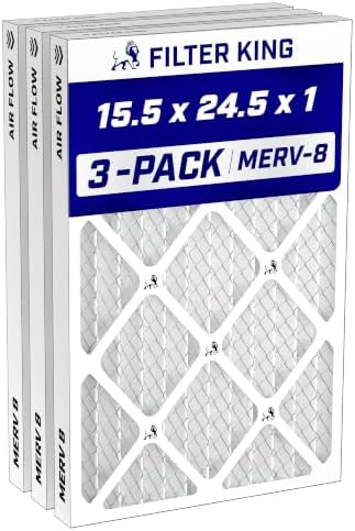 Filter King 15.5x24.5x1 Air Filter MERV 8, AC Furnace Filters (3-Pack) by FilterKing