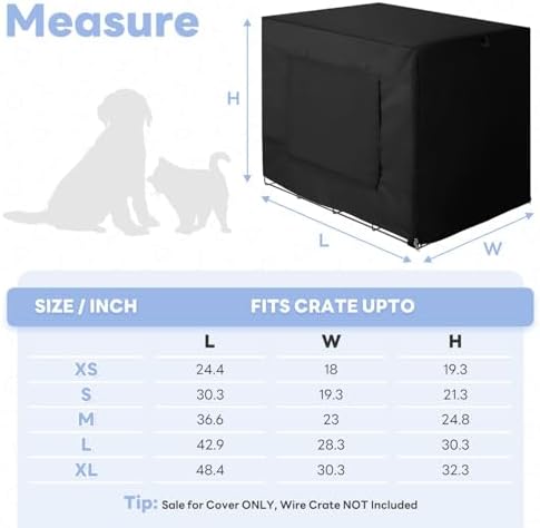 Seiyierr 48 Inche Dog Crate Cover, Double Door Dog Kennel Cover for Large Wire Dog Crate, Lightweight 600D Polyester Windproof Pet Crate Covers, Cover Only, Black - Image 4