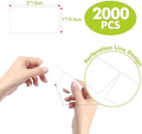 2000 Removable Freezer Labels, Water/Oil/Tear Resistant Blank Food Stickers with Perforation Line for Refrigerator, Food Containers, Jars, Pantry Organization (1” x 2”, 2 Rolls) - Image 2