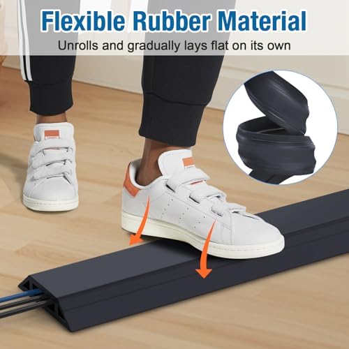 Eapele Floor Cord Cover 10ft Cord Covers for Wires on Floor, Heavy Duty Extension Cord Cover, Rubber Floor Cable Cover, Prevent Trip Hazard for Sidewalk Home Office Outdoor or Indoor Settings - Image 5