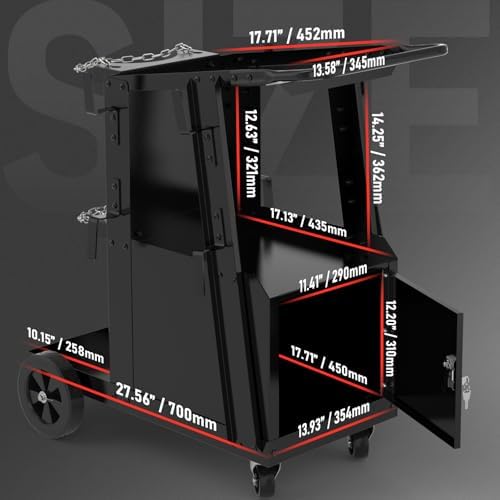 YESWELDER Welding Cart with Lockable Cabinet, Dual Cylinder Slots, 265 lb - Image 2