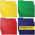 Better Office Products Heavyweight Poly File Folders, 1/3 Cut, Top Tab, 24 Per Box, Letter Size, Assorted Colors-Red, Blue, Yellow Green, 24 per Box by BetterOfficeProducts